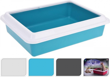 Litiera pentru pisici Excellent Houseware, polipropilena, 43x33x11 cm, albastru [2]