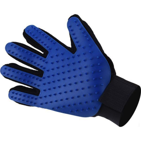 Accesorii pisici - Manusa-perie pentru ingrijire pisici/caini Excellent Houseware, textil, 18x15x23 cm, albastru/negru