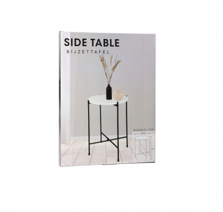 Home&Styling Collection table, marble/metal, 35x46 cm, white/black [1]