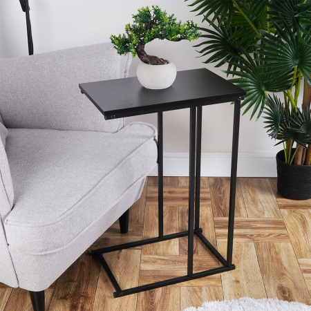 Masa laterala Home&Styling Collection, metal/lemn, 58x26x40 cm, negru [4]