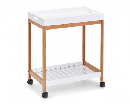 Rafturi si etajere - Masa servire Zeller, MDF/lemn, 62x54x34 cm, Alb/Maro