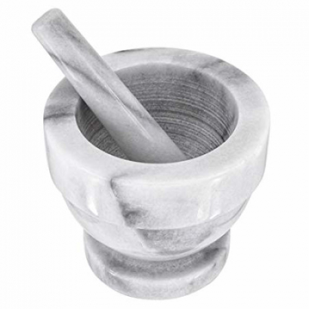 Mojare - Mojar cu pistil Judge, marmura, 13x11 cm, alb/gri