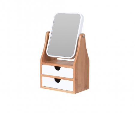 Noptiera makeup Eleganza, bambus/MDF, 17x10x30 cm, maro/alb [0]