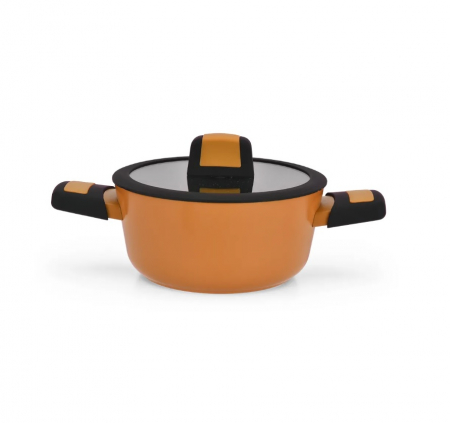 Oale - Oala cu capac Fissman-BOOM, aluminiu, 24x11.5 cm, 4.2 l, portocaliu