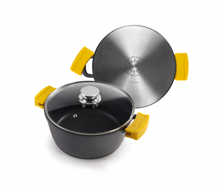 Ibili-Evolution pot with lid, aluminum, 28x12.5 cm, black/yellow [3]