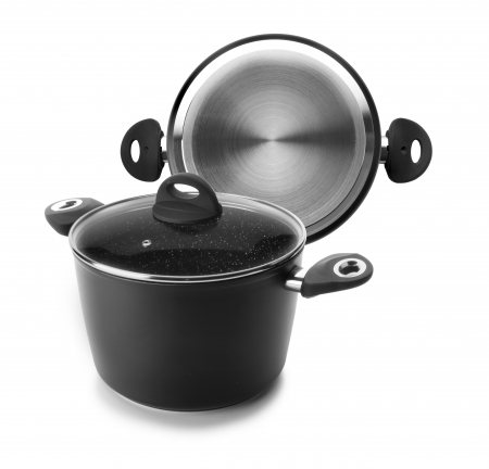 Cookware - Ibili-Natura pot with lid, aluminum, 20x13 cm, 4 l, black