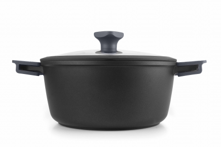 Pots - Ibili-Neo pot with lid, aluminum/quantanium, 24x11 cm, 4.3 l, black