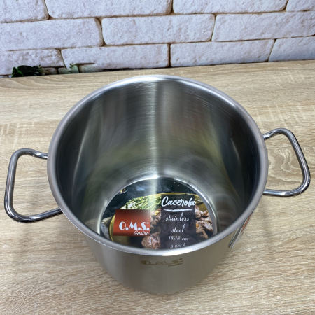 Oala cu capac OMS-Deep Pot, otel inoxidabil 18/10, 18x18 cm, 4.5 l, argintiu [4]