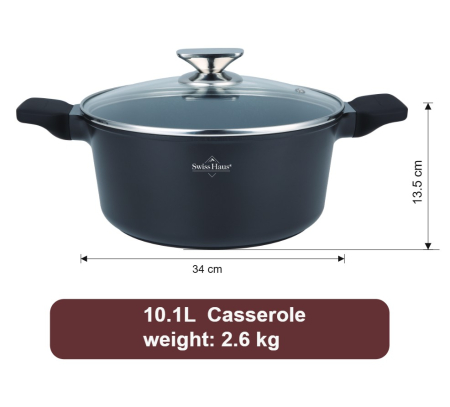 Oala cu capac Swiss Haus-Basle, aluminiu, 34x13.5 cm, 8.6 l, negru [1]
