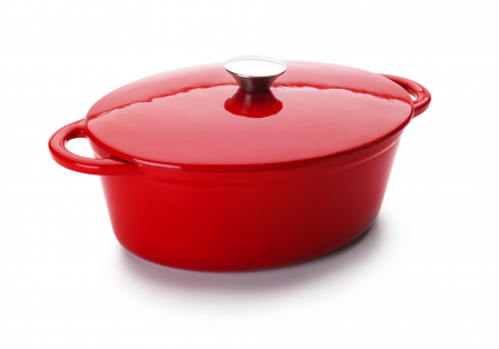 Cookware - Ibili-Cocotte pot, enameled cast iron, 27x21x10 cm, 3.3 l, red