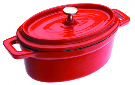 Cookware - Ibili-Cocotte mini pot, enameled cast iron, 15x10x6 cm, 500 ml, red