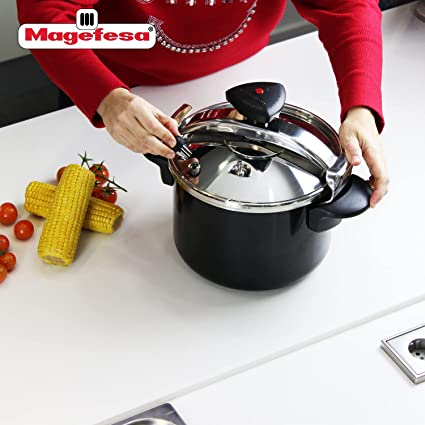 Oala sub presiune Magefesa-Castell, otel inoxidabil, 22x17 cm, 6 litri, negru [4]