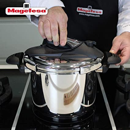 Magefesa-Nova pressure cooker, stainless steel, 22x17 cm, 6 liters, silver/black [8]