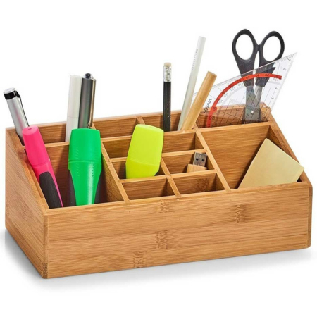 Organizator cu 12 compartimente Zeller, bambus/MDF, 25x13x10 cm, maro [2]