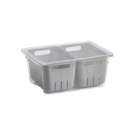 Organizatoare frigider - Organizator frigider dublu Zeller, plastic, 22.5x17.5x10 cm, gri