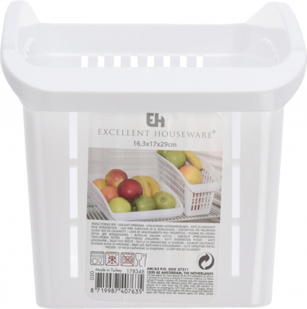Organizator frigider Excellent Houseware, plastic, 29x16x17 cm, alb [1]
