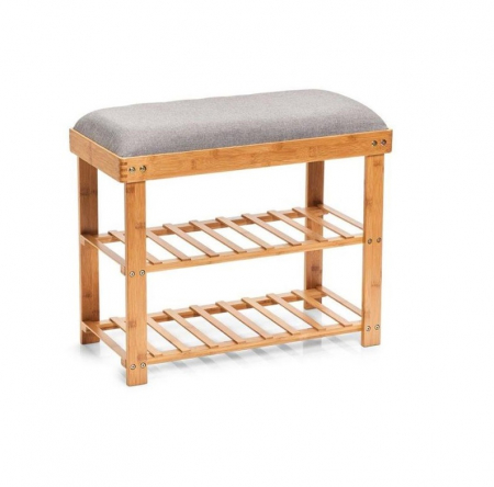 Cabinets and organizers - Zeller shoe organizer with drum, bamboo/polyester, 60x29x50 cm, brown/gray