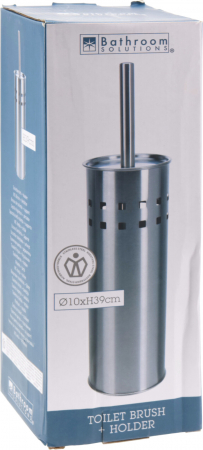 Perie toaleta cu suport Bathroom Solutions, otel inoxidabil, 10x39 cm, argintiu [2]