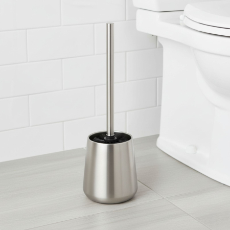 Perie toaleta cu suport Bathroom Solutions, otel inoxidabil, 11x37 cm, argintiu [1]