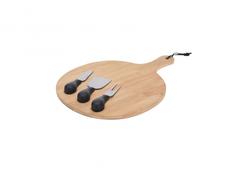 Platouri servire - Platou servire branzeturi Excellent Houseware, bambus, 25 cm, maro/negru