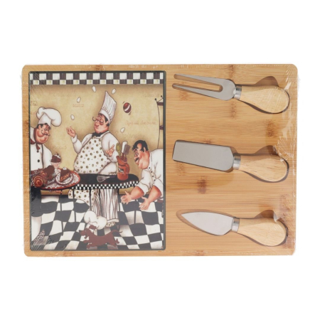 Platou servire branzeturi Excellent Houseware, bambus/ceramica, 30x21x12 cm, maro [4]