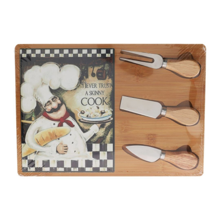 Platou servire branzeturi Excellent Houseware, bambus/ceramica, 30x21x12 cm, maro [2]