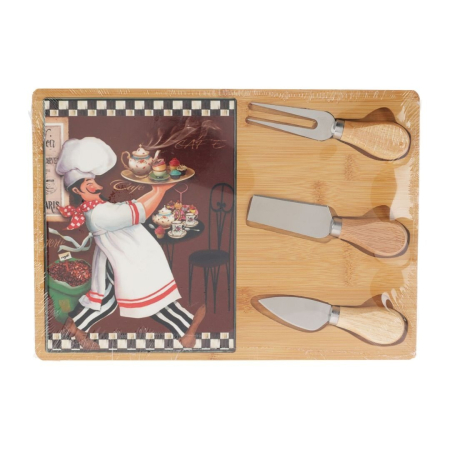 Platou servire branzeturi Excellent Houseware, bambus/ceramica, 30x21x12 cm, maro [3]