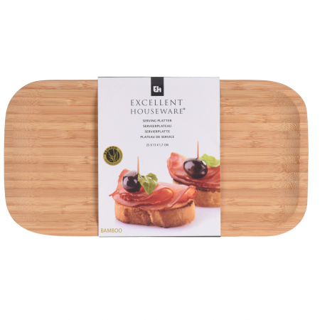 Platou servire Excellent Houseware, bambus, 25x13x1.8 cm, maro [1]