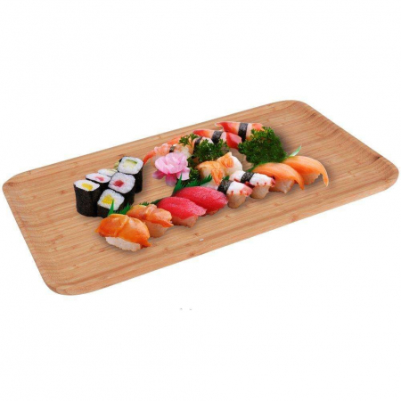 Platou servire Excellent Houseware, bambus, 43x25x1.5 cm, maro [2]