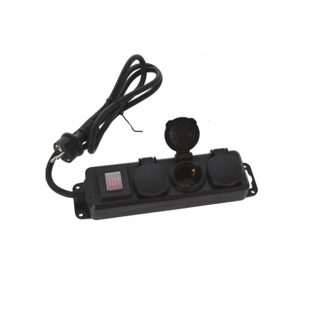 Iluminat, Electrice & Accesorii - Prelungitor 3 prize 1.4 M cu intrerupator FX TOOLS, cablu 3x1.5mmp, negru