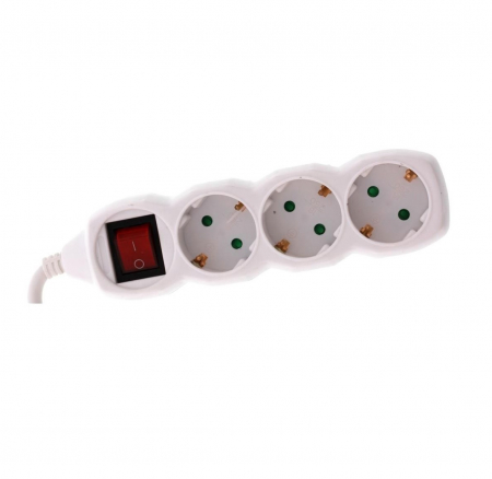 Iluminat, Electrice & Accesorii - Prelungitor 3 prize 3M cu intrerupator Well, cablu 3x1.5mmp, alb