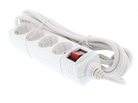 4-socket extension cord 5M with Well switch, 3x1.5mm cable, white [1]