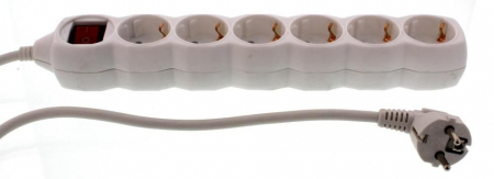 Iluminat, Electrice & Accesorii - Prelungitor 6 prize 3M cu intrerupator Well, cablu 3x1.5mmp, alb