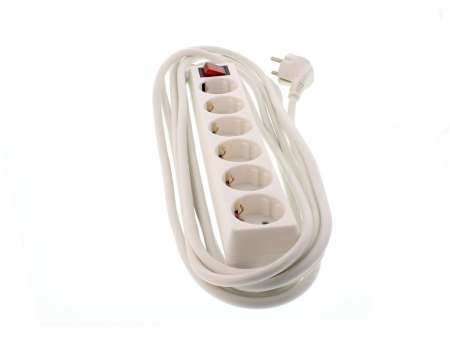 Iluminat, Electrice & Accesorii - Prelungitor 6 prize 5M cu intrerupator Well, cablu 3x1.5mmp, alb