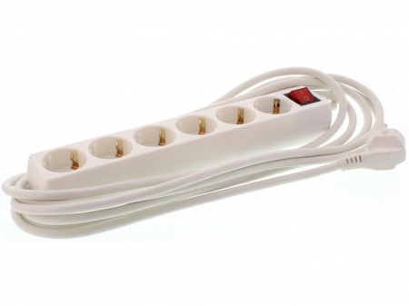 Prelungitor 6 prize 5M cu intrerupator Well, cablu 3x1.5mmp, alb [3]