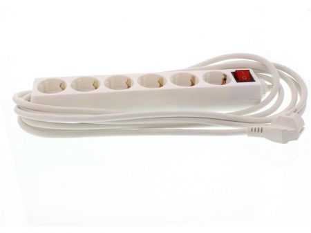 Prelungitor 6 prize 5M cu intrerupator Well, cablu 3x1.5mmp, alb [4]