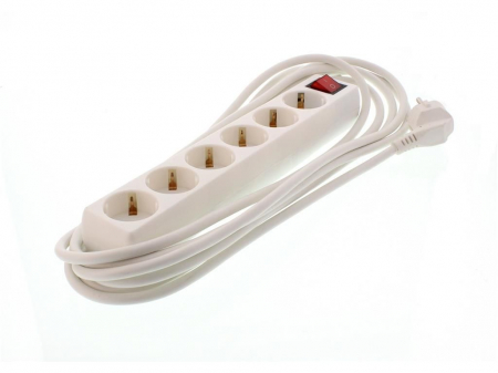 Prelungitor 6 prize 5M cu intrerupator Well, cablu 3x1.5mmp, alb [2]