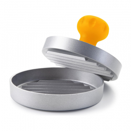 Ustensile gratar - Presa hamburger Ibili-Accesorios, aluminiu, 11x8 cm, argintiu/galben