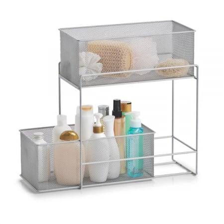 Raft depozitare cu doua cosuri Zeller, otel, 17.5x35x42 cm, argintiu [3]
