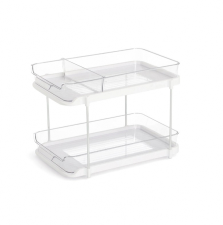 Rafturi si etajere - Raft depozitare Zeller, plastic, 33x21x23 cm, alb/transparent