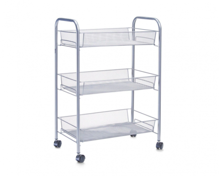 Rafturi si etajere - Raft universal mobil Zeller , otel cromat, 44x26x63 cm, argintiu