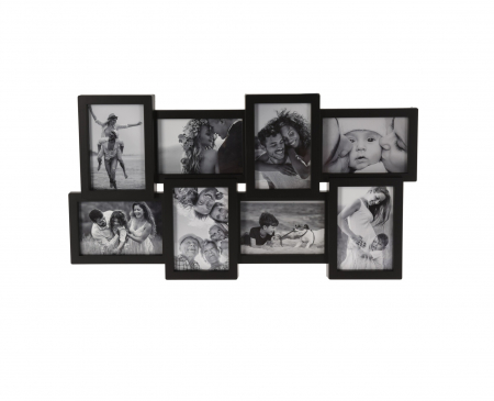 Decoratiuni - Rama foto Excellent Houseware, polipropilena/sticla, 59x31x2.5 cm, 8 fotografii, negru