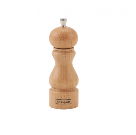 Recipiente condimente - Rasnita sare Stellar Kitchen, lemn de fag, 14 cm, maro