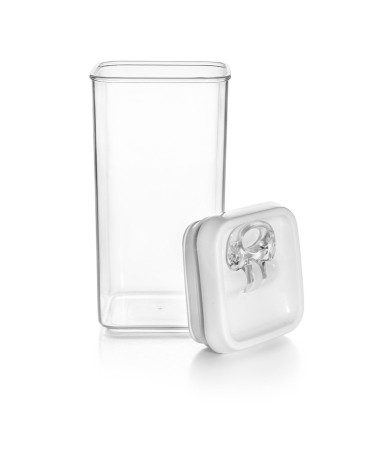 Depozitare alimente - Recipient depozitare alimente Ibili, plastic (fara BPA), 9 x9x20 cm,  1.2 l, transparent