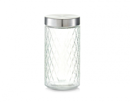 Zeller food storage container, glass/metal, 1500 ml, transparent/silver [0]