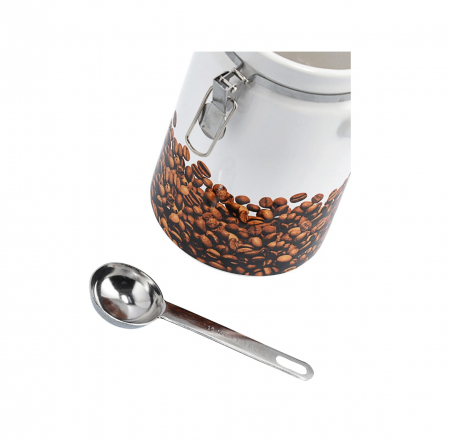 Zeller coffee storage container, ceramic/stainless steel, 11x20.5 cm, 1.1 l, white/brown [3]