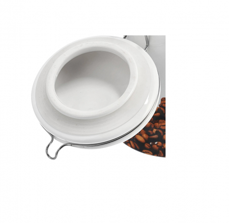 Zeller coffee storage container, ceramic/stainless steel, 11x20.5 cm, 1.1 l, white/brown [2]