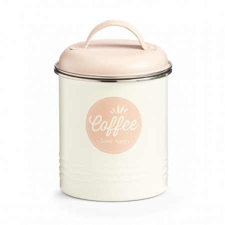 Recipient depozitare cafea Zeller-Sweet Home, metal, 11.3x16.5 cm, alb/roz [0]