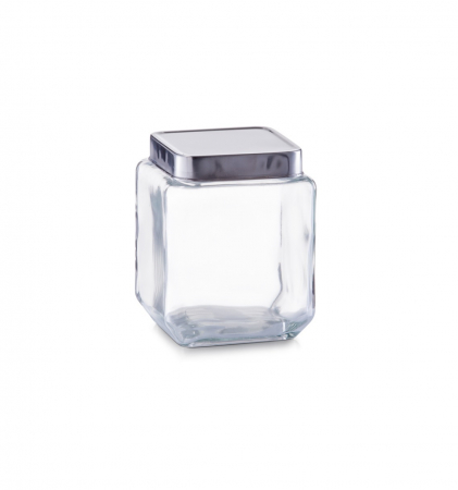 Depozitare alimente - Recipient depozitare Zeller, sticla/otel inoxidabil, 11x11x14 cm, 1.1 l, transparent