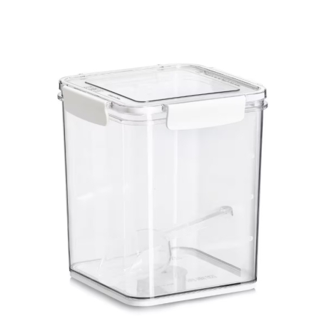 Cutii Alimentare - Recipient pentru alimente cu lingura Zeller, plastic, 18x18x20 cm,  4.2 l, transparent